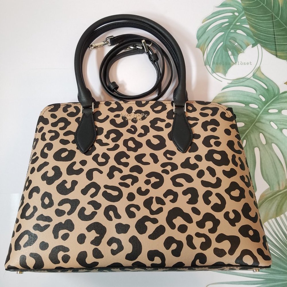 Kate Spade Darcy Leopard Cheetah Large Satchel NWT Gift Holiday Bifold Wallet - Picture 8 of 11